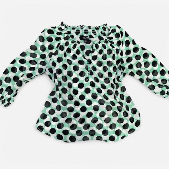 LBlack and Mint Green Polka Dot Blouse - Picture 2 of 7